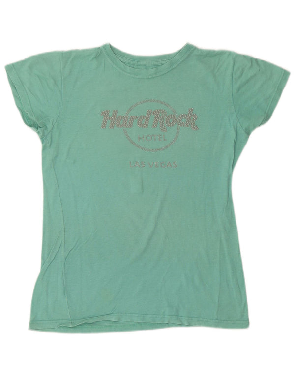 Hard Rock Cafe Womens Las Vegas Graphic T-Shirt Top UK 14 Medium Green