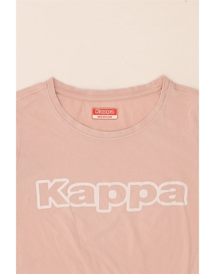 KAPPA Womens Graphic T-Shirt Top UK 12 Medium Pink Cotton Vintage Kappa and Second-Hand Kappa from Messina Hembry 