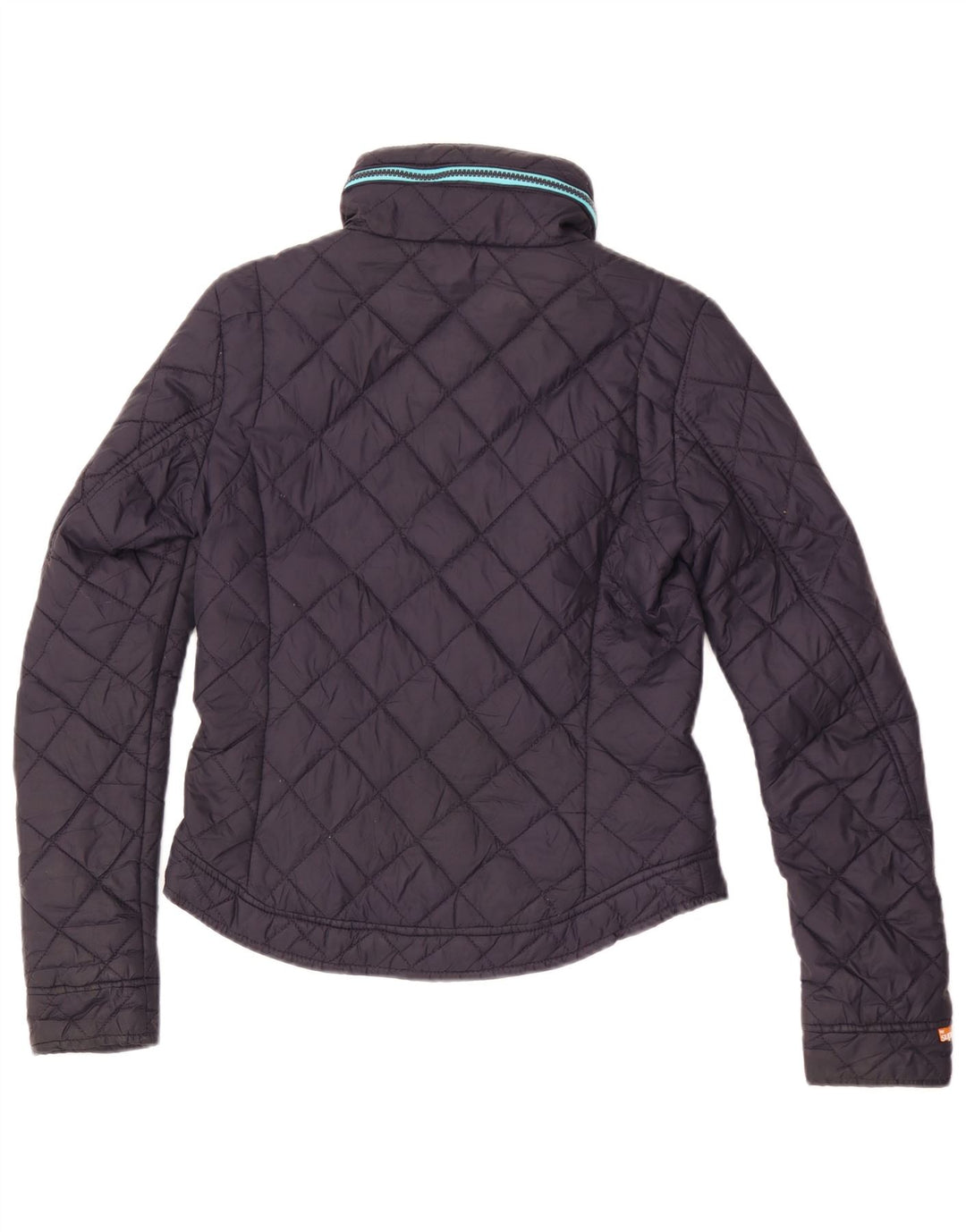 Superdry Womens Hooded Quilted Jacket UK 6 XS Navy Blue