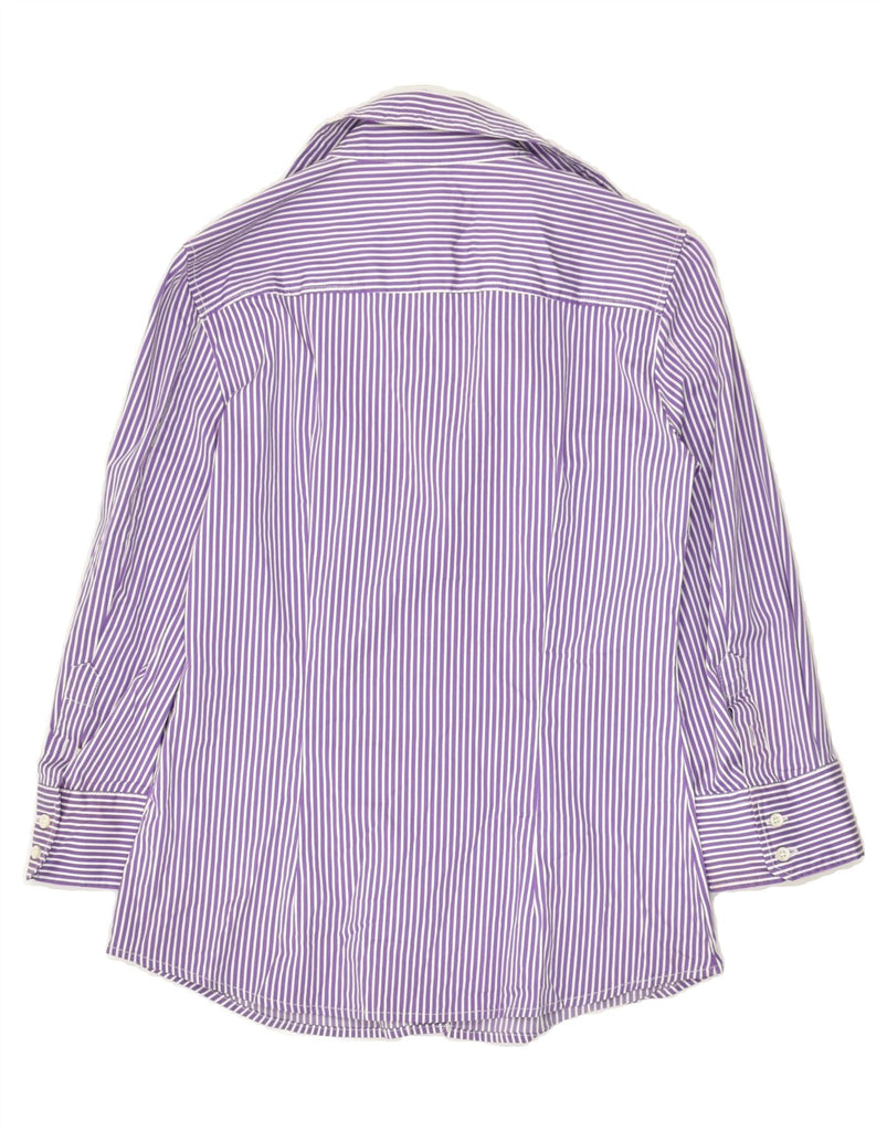 HENRY COTTONS Womens 3/4 Sleeve Shirt IT 44 Medium Purple Pinstripe | Vintage Henry Cottons | Thrift | Second-Hand Henry Cottons | Used Clothing | Messina Hembry 