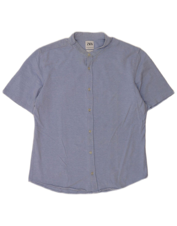 Zara Mens Short Sleeve Slim Fit Shirt Medium Blue