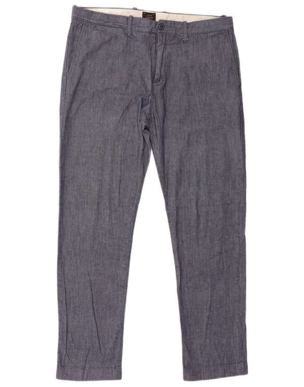 J. Crew Mens Straight Chino Trousers W33 L30 Navy Blue Cotton
