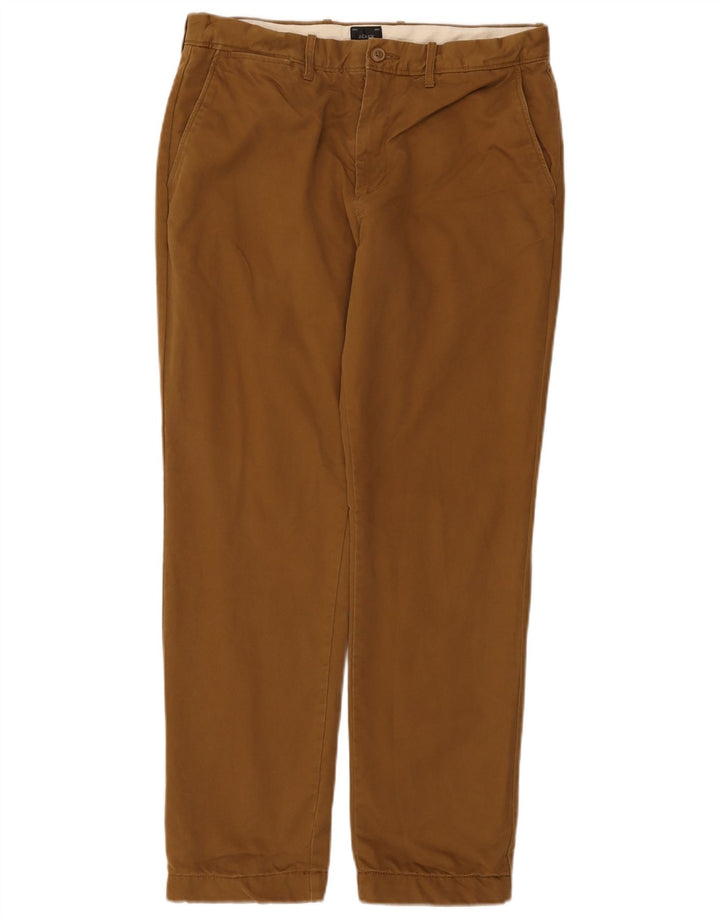 J. CREW Mens Straight Chino Trousers W32 L30 Beige Cotton