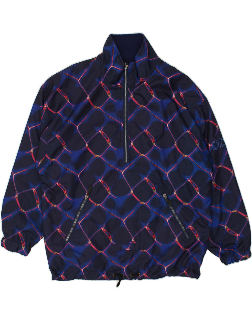 VINTAGE Mens Graphic Pullover Reversible Jacket UK 38 Medium Navy Blue Vintage Vintage and Second-Hand Vintage from Messina Hembry 