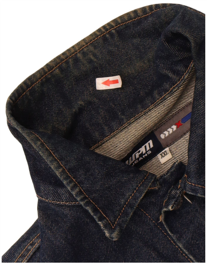 WPM Mens Denim Jacket UK 44 2XL Navy Blue Cotton