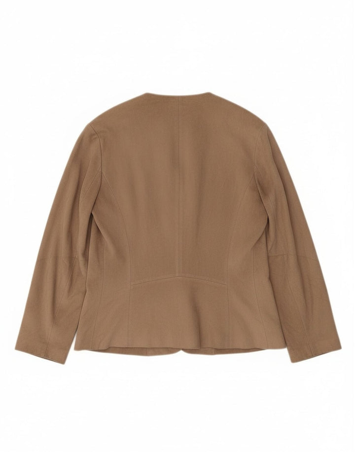 Zara Womens 3/4 Sleeve Cardigan Top UK 14 Medium Beige Polyester