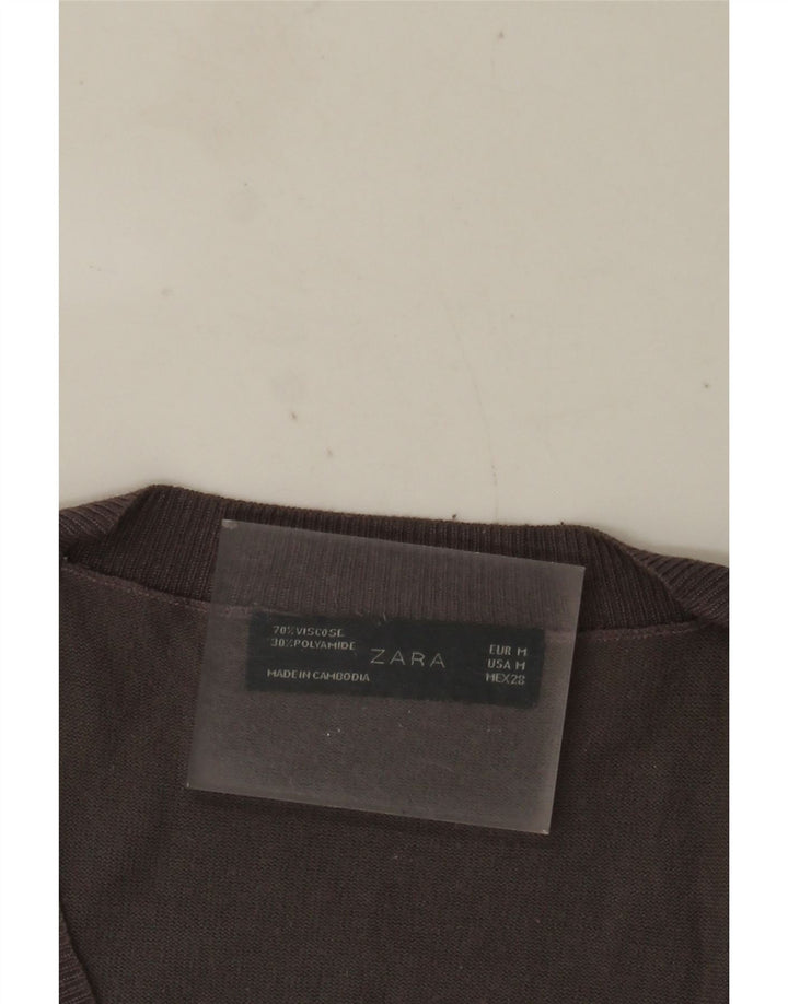Zara Womens Vest Tank Top UK 12 Medium Grey Viscose
