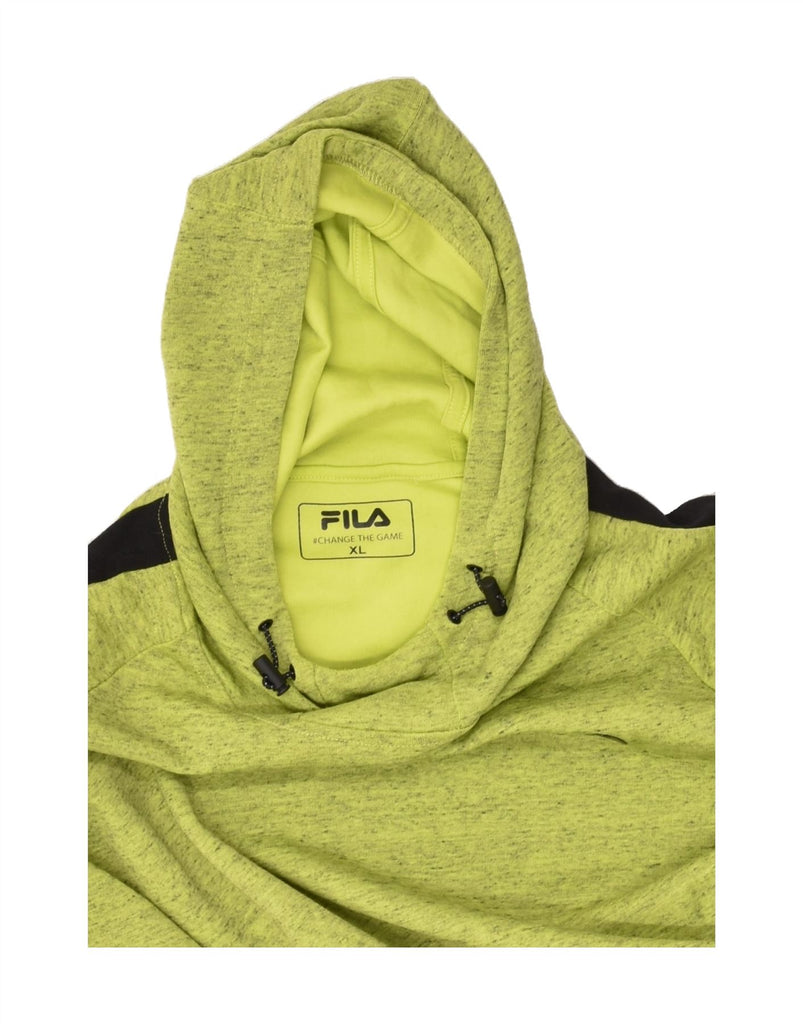 FILA Mens Hoodie Jumper XL Green Flecked Cotton | Vintage Fila | Thrift | Second-Hand Fila | Used Clothing | Messina Hembry 