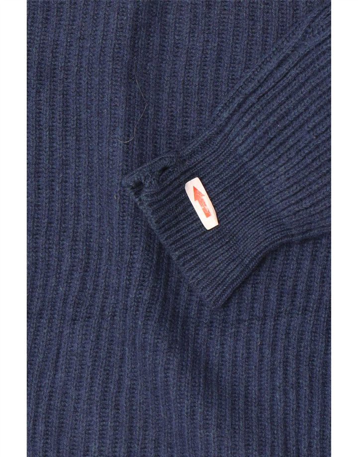 Massimo Dutti Womens Crop Oversized Cardigan Sweater UK 10 Small Navy Blue