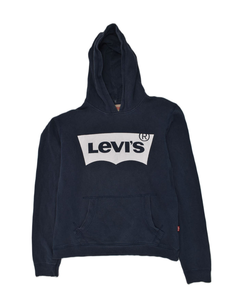 LEVI'S Boys Graphic Hoodie Jumper 15-16 Years Navy Blue Cotton | Vintage Levi's | Thrift | Second-Hand Levi's | Used Clothing | Messina Hembry 