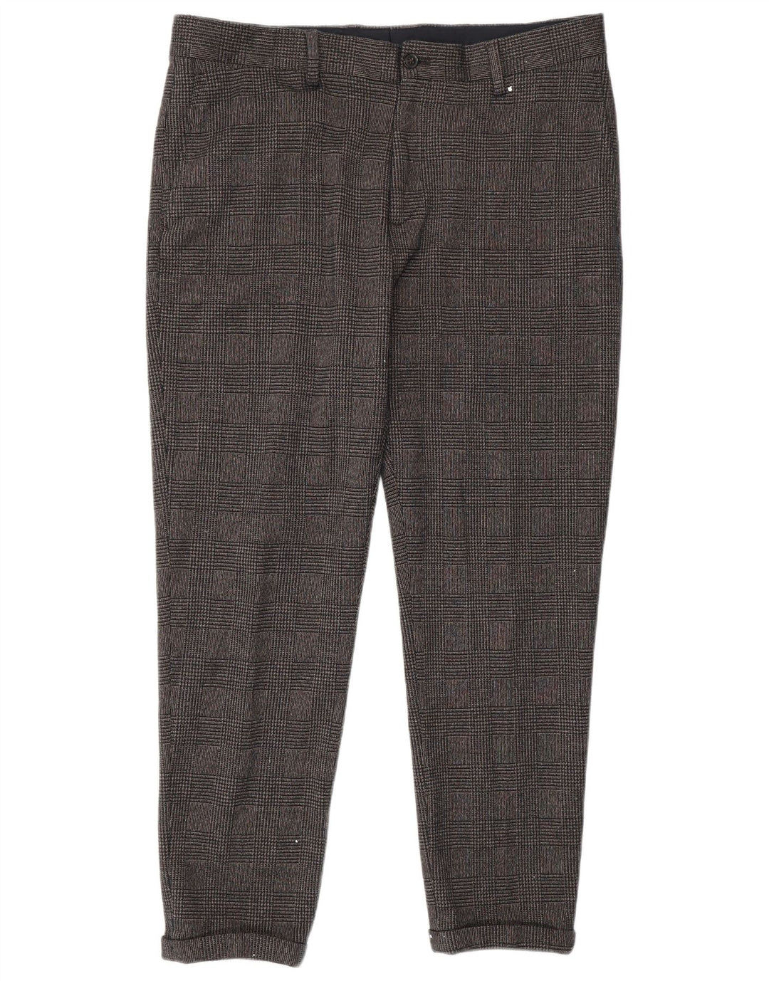 ZARA Mens Slim Chino Trousers EU 44 Large W34 L27 Grey Houndstooth