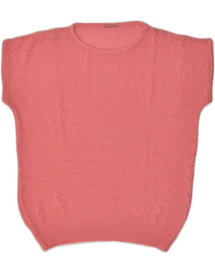 VINTAGE Womens Short Sleeve Crew Neck Jumper Sweater UK 16 Large Pink | Vintage Vintage | Thrift | Second-Hand Vintage | Used Clothing | Messina Hembry 