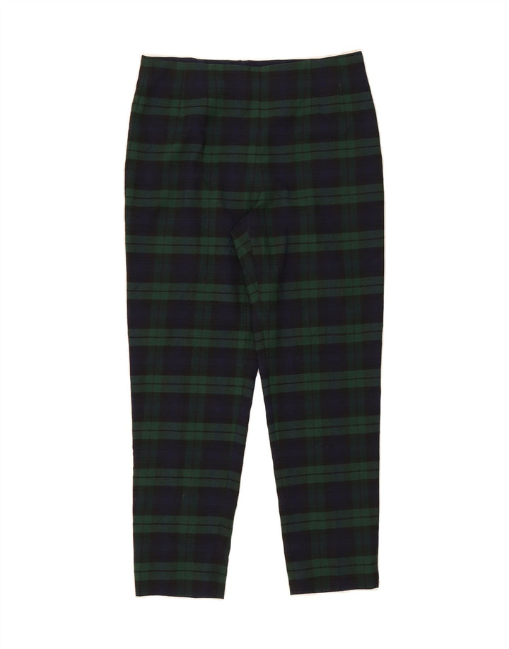 CHAPS Womens Slim Cropped Trousers US 8 Medium W27 L27 Green Check Vintage Chaps and Second-Hand Chaps from Messina Hembry 