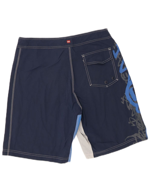 Animal Mens Graphic Swimming Shorts Medium Navy Blue Colourblock Polyester