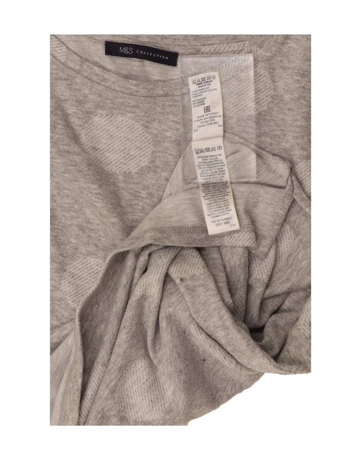 MARKS & SPENCER Womens Top Long Sleeve UK 18 XL  Grey Polka Dot Polyester Vintage Marks & Spencer and Second-Hand Marks & Spencer from Messina Hembry 