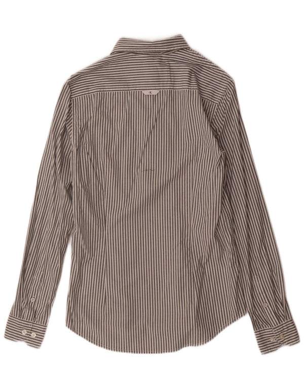 Calvin Klein Jeans Mens Slim Fit Shirt Small Grey Striped Cotton