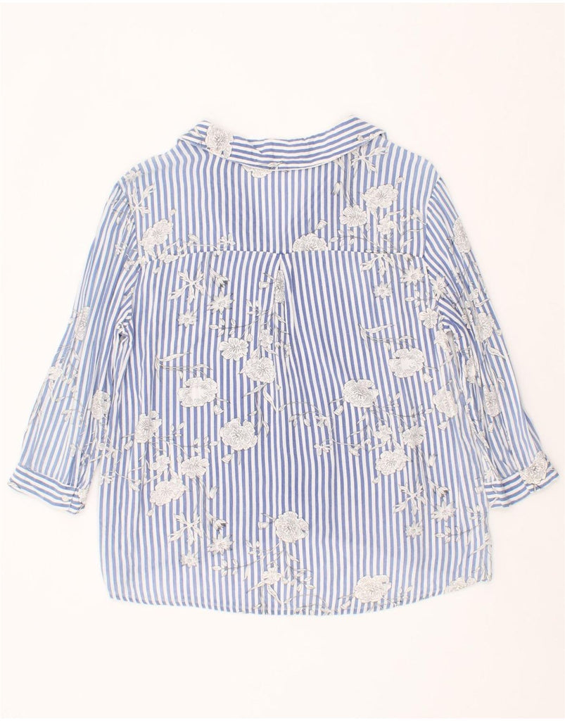 PIMKIE Womens Oversized 3/4 Sleeve Pullover Shirt UK 10 Small Blue Floral Vintage Pimkie and Second-Hand Pimkie from Messina Hembry 