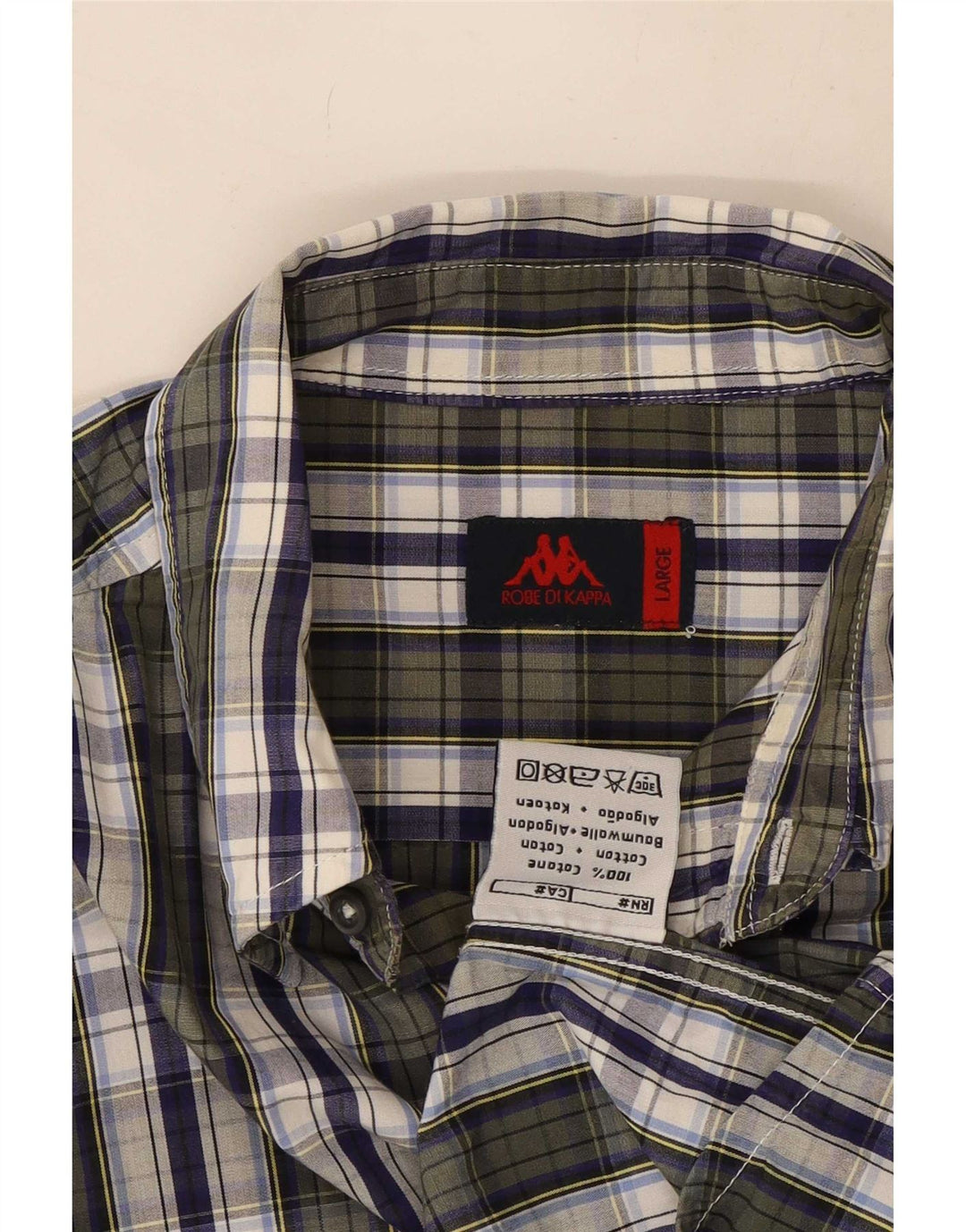 Kappa Mens Shirt Large Green Check Cotton