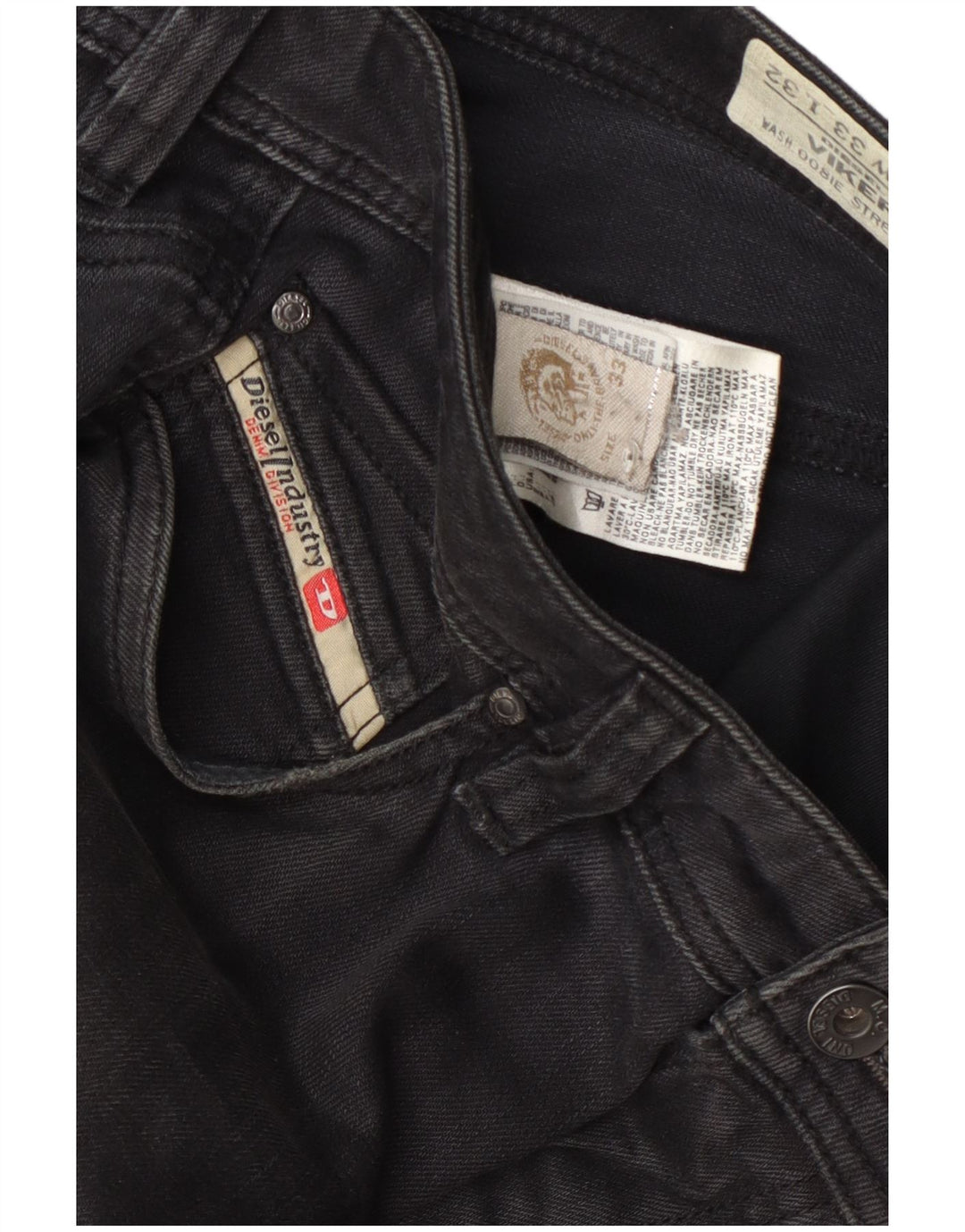 Diesel Mens Viker Straight Jeans W33 L32 Grey Cotton