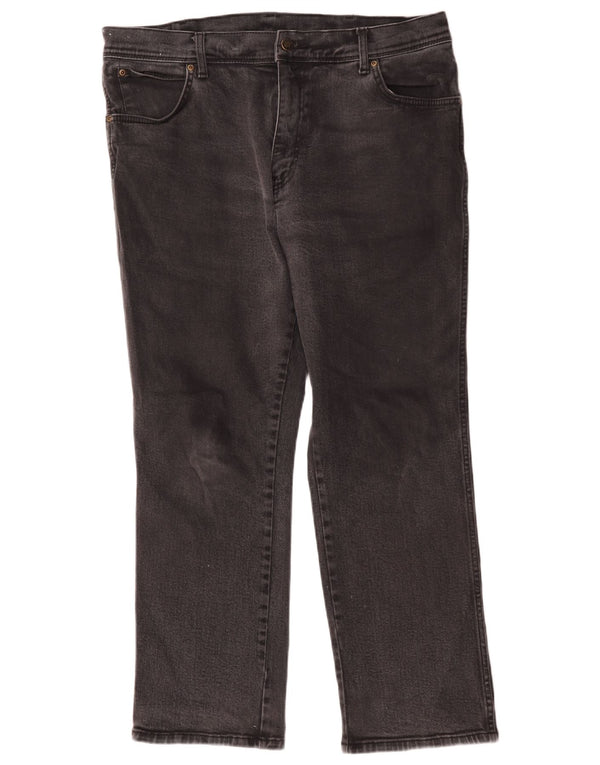 Wrangler Mens Regular Fit Straight Jeans W38 L30 Black Cotton