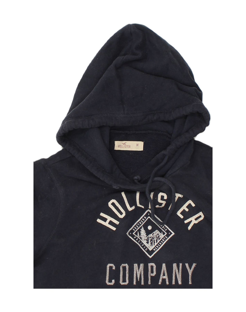 HOLLISTER Womens Graphic Hoodie Jumper UK 14 Medium Navy Blue Cotton | Vintage Hollister | Thrift | Second-Hand Hollister | Used Clothing | Messina Hembry 