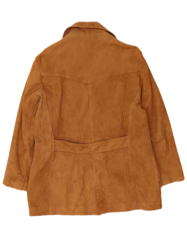 Vintage Womens Suede Jacket IT 44 Medium Brown Leather