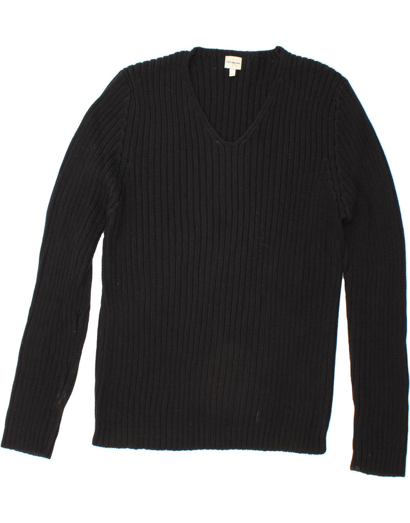 CALVIN KLEIN Womens V-Neck Jumper Sweater UK 18 XL Black Cotton Vintage Calvin Klein and Second-Hand Calvin Klein from Messina Hembry 