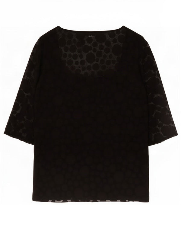 Marks & Spencer Womens 3/4 Sleeve Tunic Top UK 20 2XL Black Polka Dot