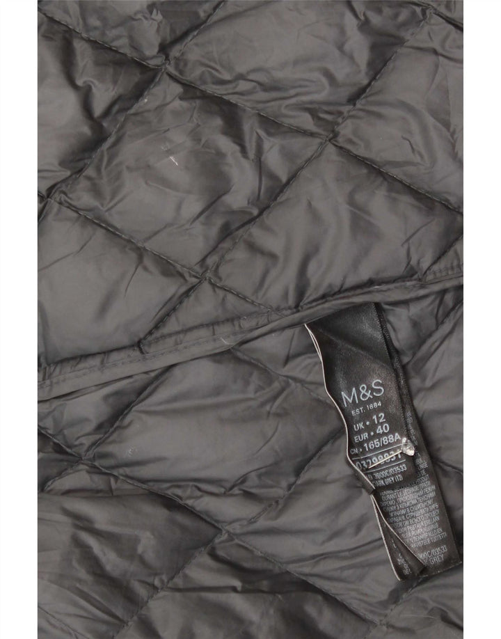 Marks & Spencer Womens Quilted Overcoat UK 12 Medium Grey Polyamide