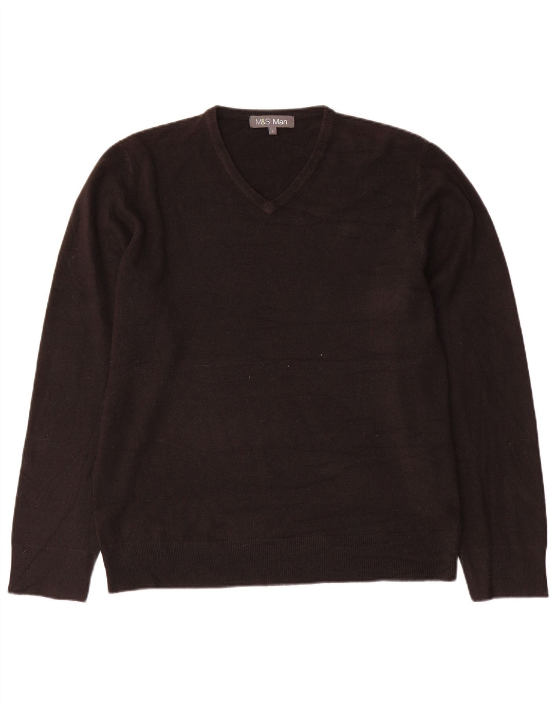 Marks & Spencer Mens V-Neck Jumper Sweater Large Black Acrylic