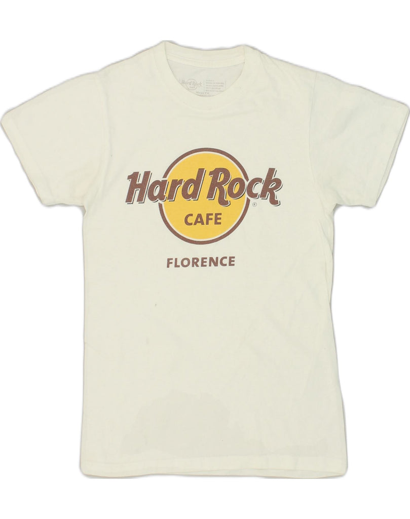 HARD ROCK CAFE Womens Florence Mens Fit Graphic T-Shirt Top UK 6 XS White | Vintage Hard Rock Cafe | Thrift | Second-Hand Hard Rock Cafe | Used Clothing | Messina Hembry 