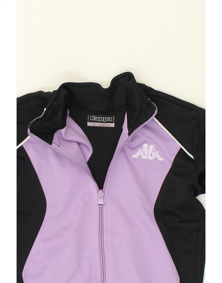 KAPPA Girls Tracksuit Top Jacket 9-10 Years Large Black Colourblock Vintage Kappa and Second-Hand Kappa from Messina Hembry 
