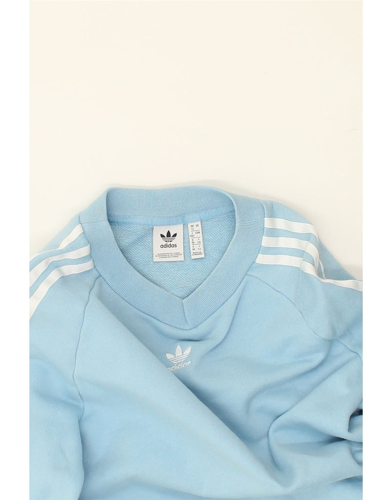 ADIDAS Womens Graphic Sweatshirt Jumper UK 12 Medium  Blue Cotton | Vintage Adidas | Thrift | Second-Hand Adidas | Used Clothing | Messina Hembry 