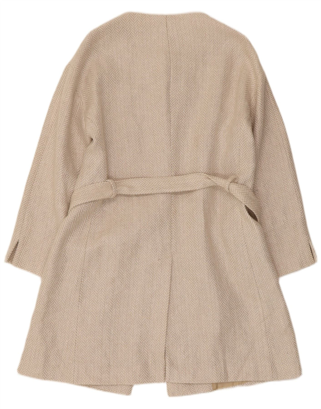 Elegance Womens Overcoat UK 12 Medium Beige Herringbone Linen
