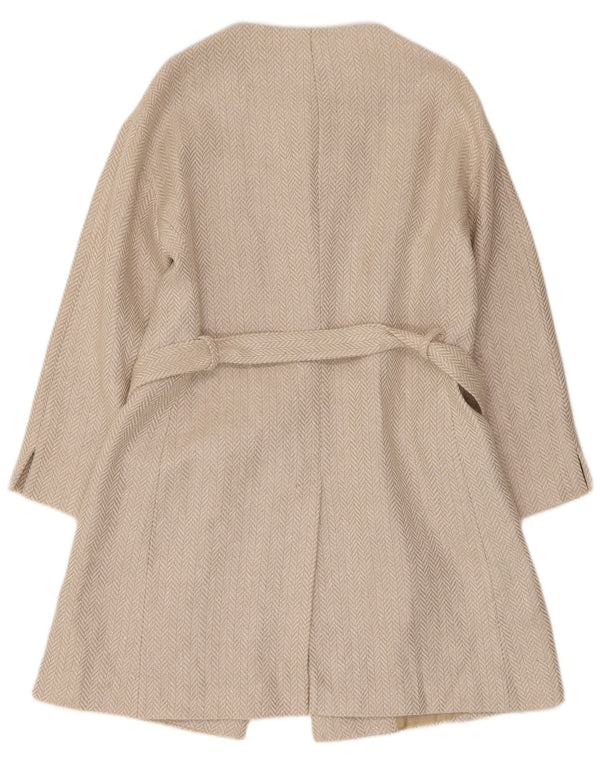 Elegance Womens Overcoat UK 12 Medium Beige Herringbone Linen