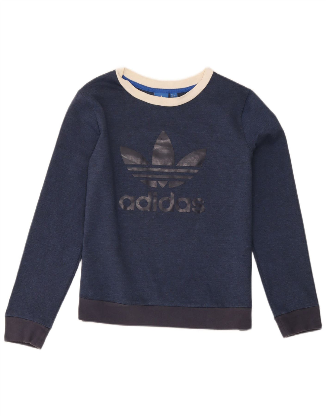 Adidas Womens Graphic Sweatshirt Jumper UK 12 Medium Navy Blue Colourblock