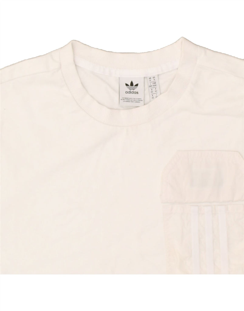 ADIDAS Womens T-Shirt Top UK 14 Large White Cotton | Vintage Adidas | Thrift | Second-Hand Adidas | Used Clothing | Messina Hembry 