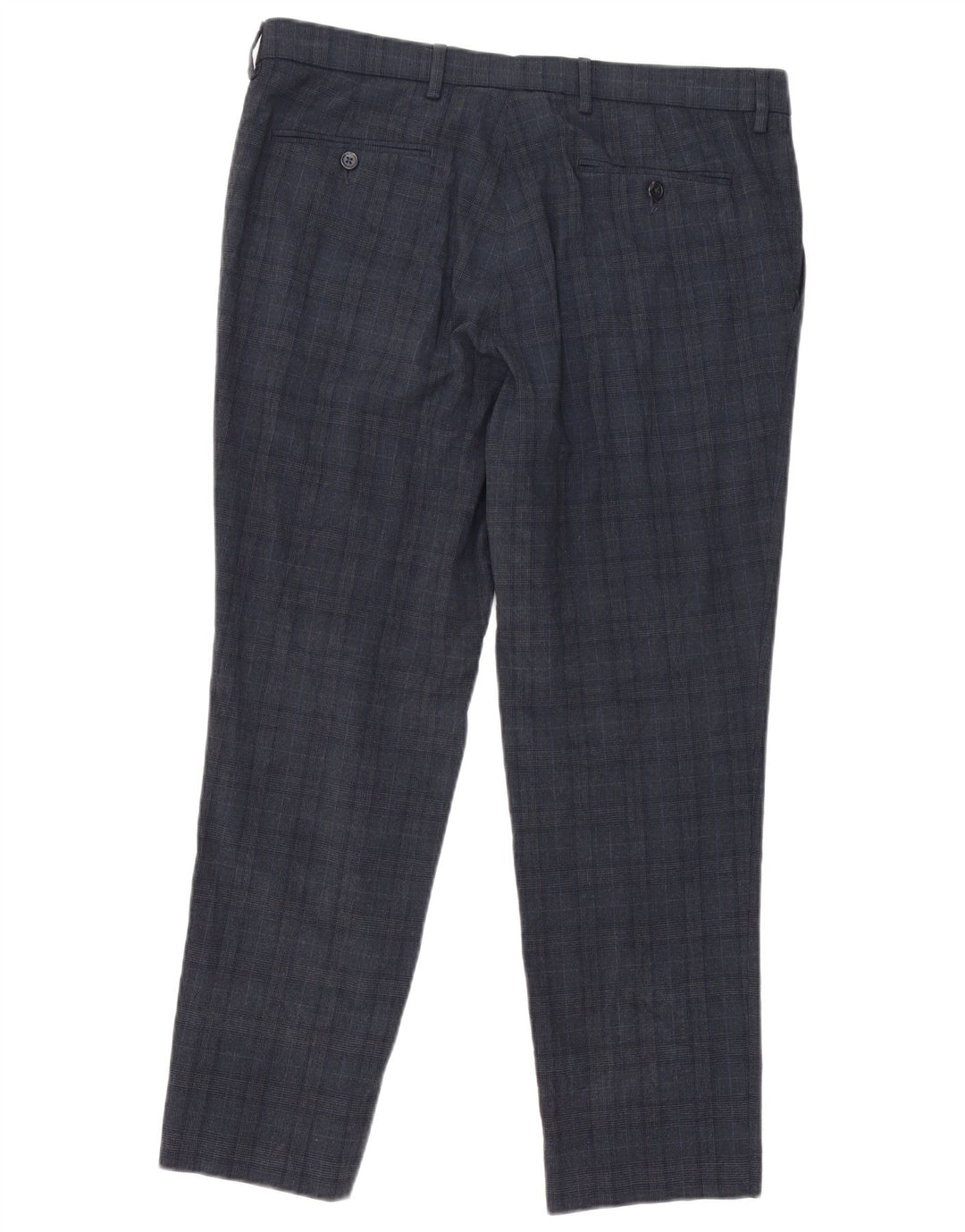 Marks & Spencer Mens Slim Fit Suit Trousers W36 L29 Navy Blue Check