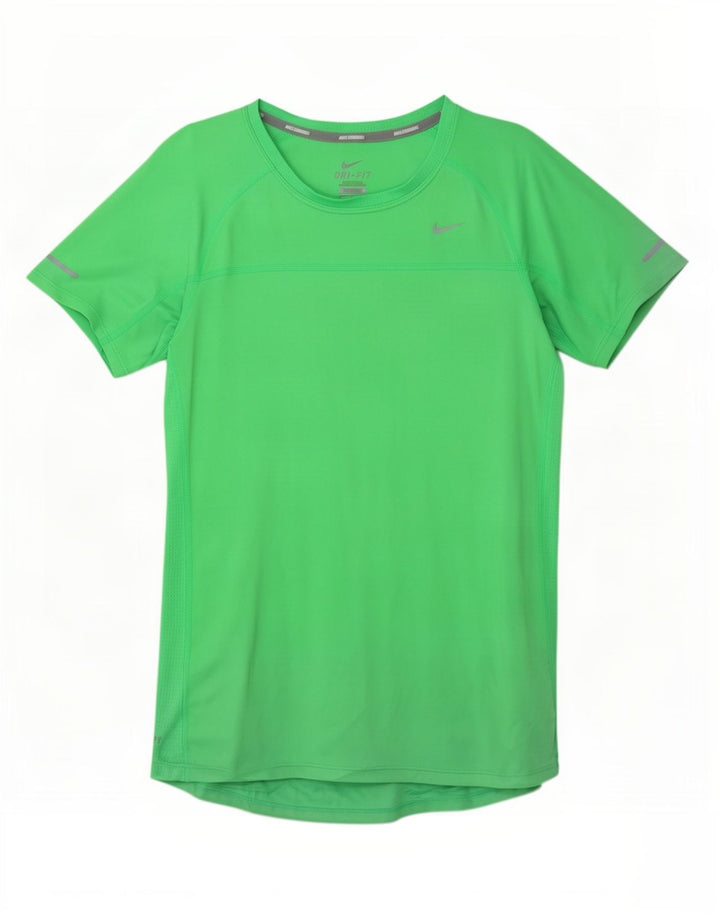 Nike Womens Dri Fit T-Shirt Top UK 12 Medium Green Polyester