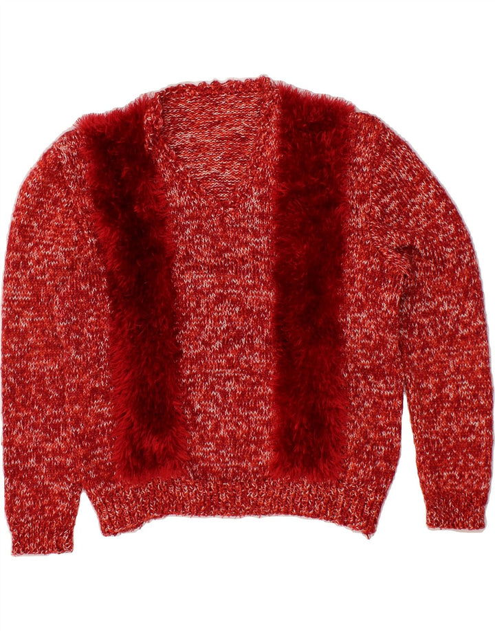 VINTAGE Womens V-Neck Jumper Sweater UK 16 Large Red Vintage Vintage and Second-Hand Vintage from Messina Hembry 