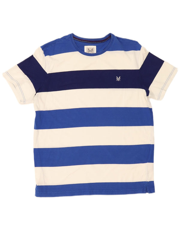 Crew Clothing Mens T-Shirt Top Large Blue Striped Cotton