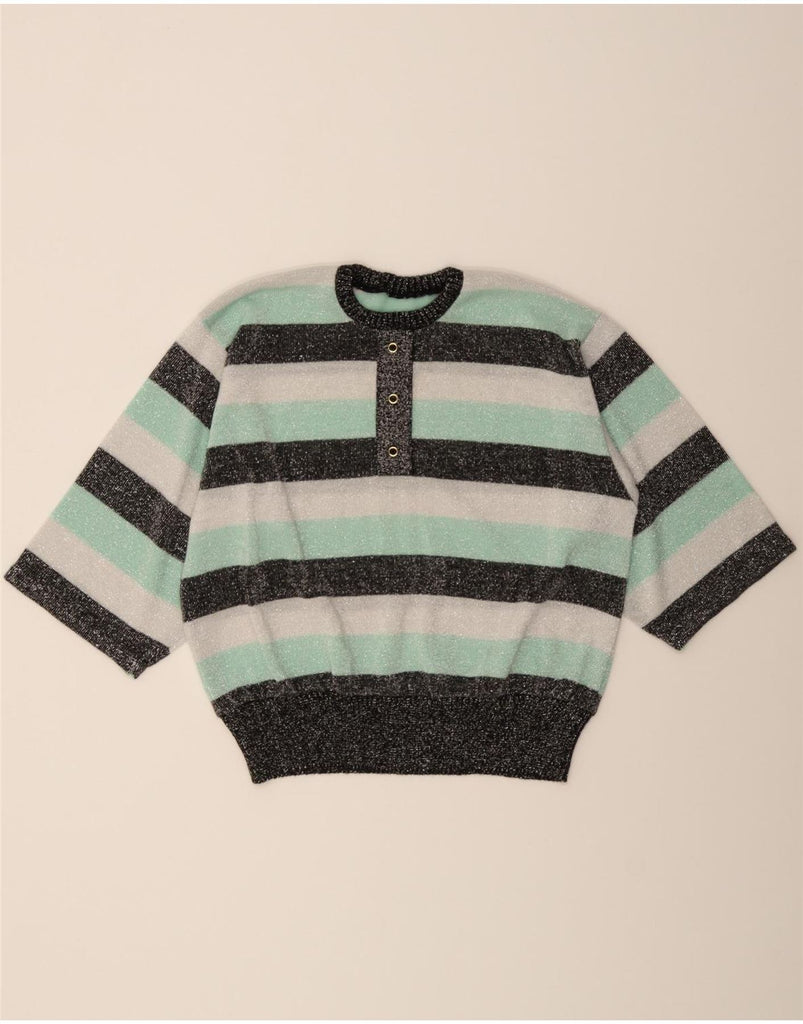 VINTAGE Womens Crew Neck Jumper Sweater UK 18 XL Multicoloured Striped Vintage Vintage and Second-Hand Vintage from Messina Hembry 