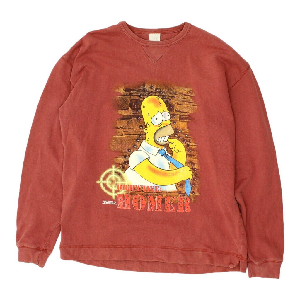 The Simpsons Objective: Homer Mens Red Sweatshirt | Vintage 90s Cartoon TV Show | Vintage Messina Hembry | Thrift | Second-Hand Messina Hembry | Used Clothing | Messina Hembry 