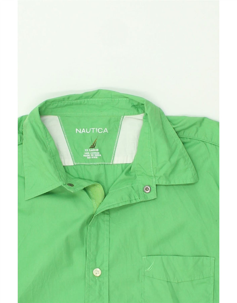 NAUTICA Mens Short Sleeve Shirt 2XL Green Cotton | Vintage Nautica | Thrift | Second-Hand Nautica | Used Clothing | Messina Hembry 