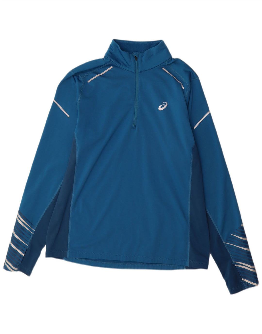 Asics Mens Pullover Tracksuit Top Large Blue Colourblock Polyester Sports