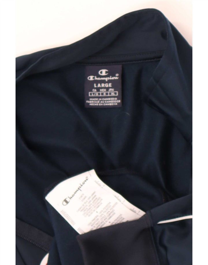 Champion Mens Graphic Tracksuit Top Jacket Large Navy Blue Polyester