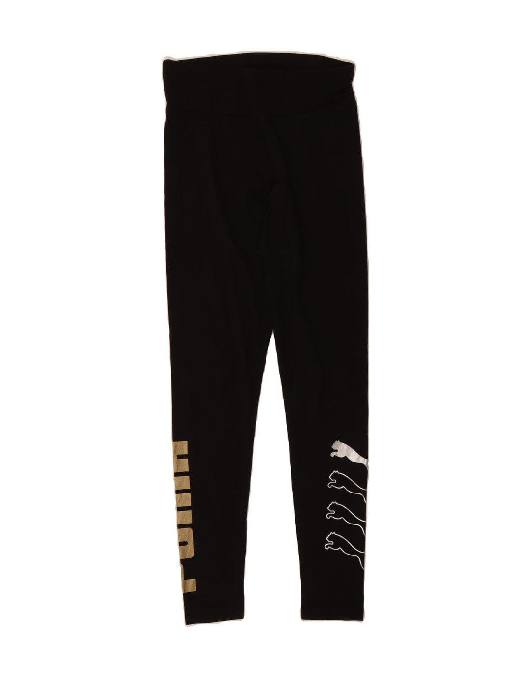 PUMA Womens Graphic Leggings UK 12 Medium Black Cotton Vintage Puma and Second-Hand Puma from Messina Hembry 