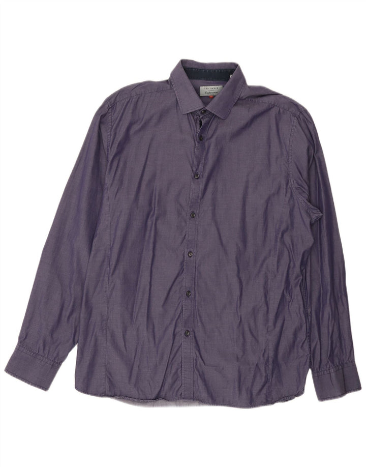 TED BAKER Mens Shirt Size 17 XL Purple Cotton
