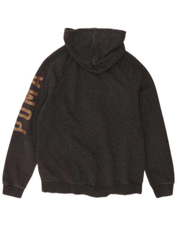 Puma Womens Graphic Zip Hoodie Sweater UK 14 Large  Grey Cotton