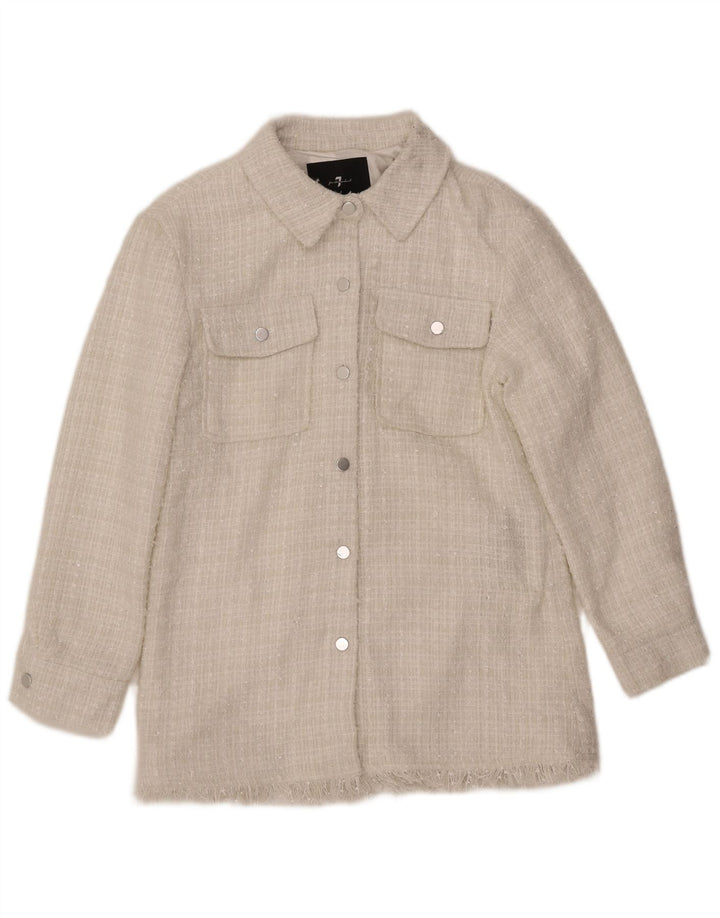 7 FOR ALL MANKIND Womens Bomber Jacket UK 12 Medium White Polyester